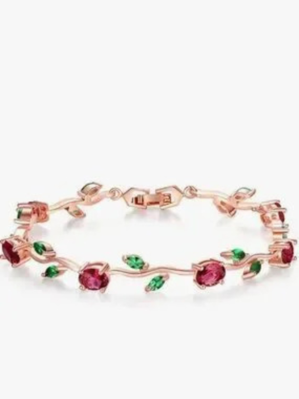 Anthropologie Rose Gold Bracelet with Pink and Green Crystals